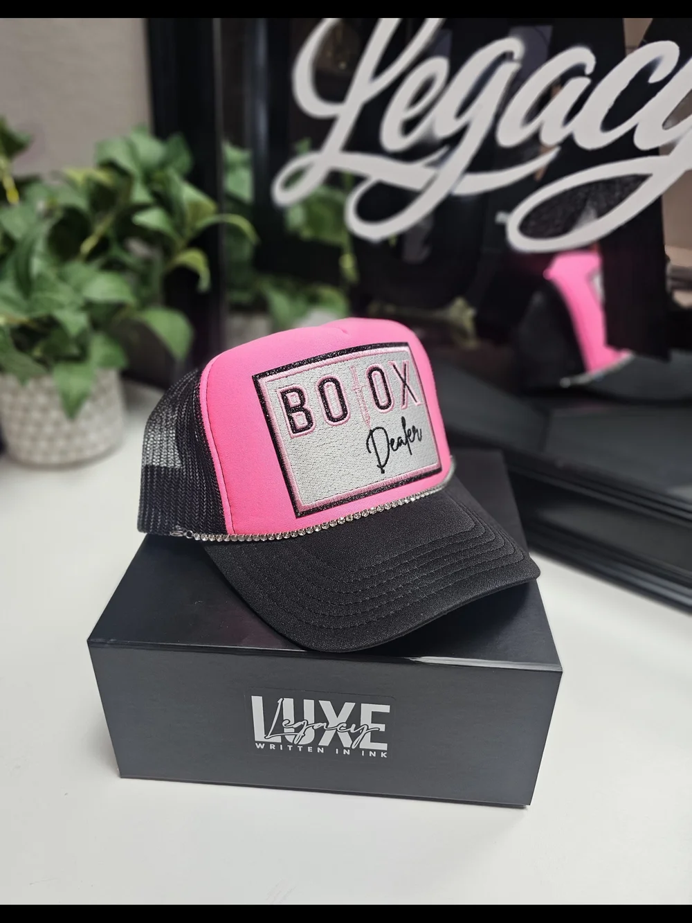 Custom Pink and Black 'Botox Dealer' Trucker Hat